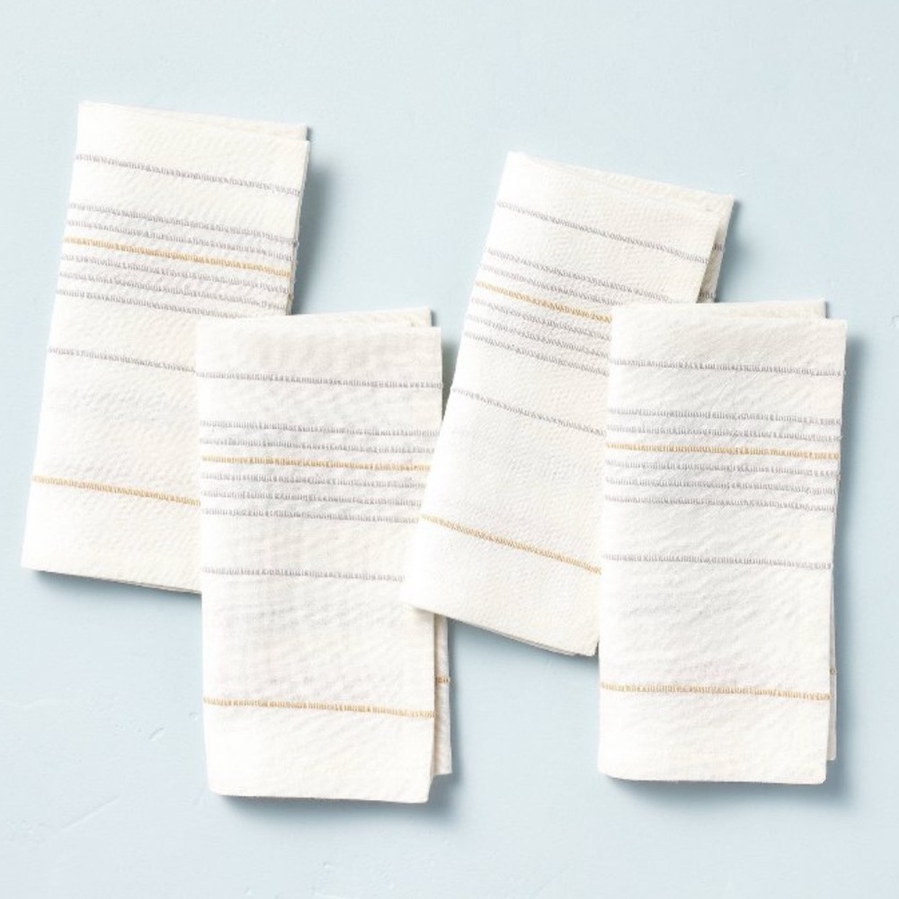 Hearth & Hand Asymmetrical Stripe Cloth Napkin Set, 4 pack